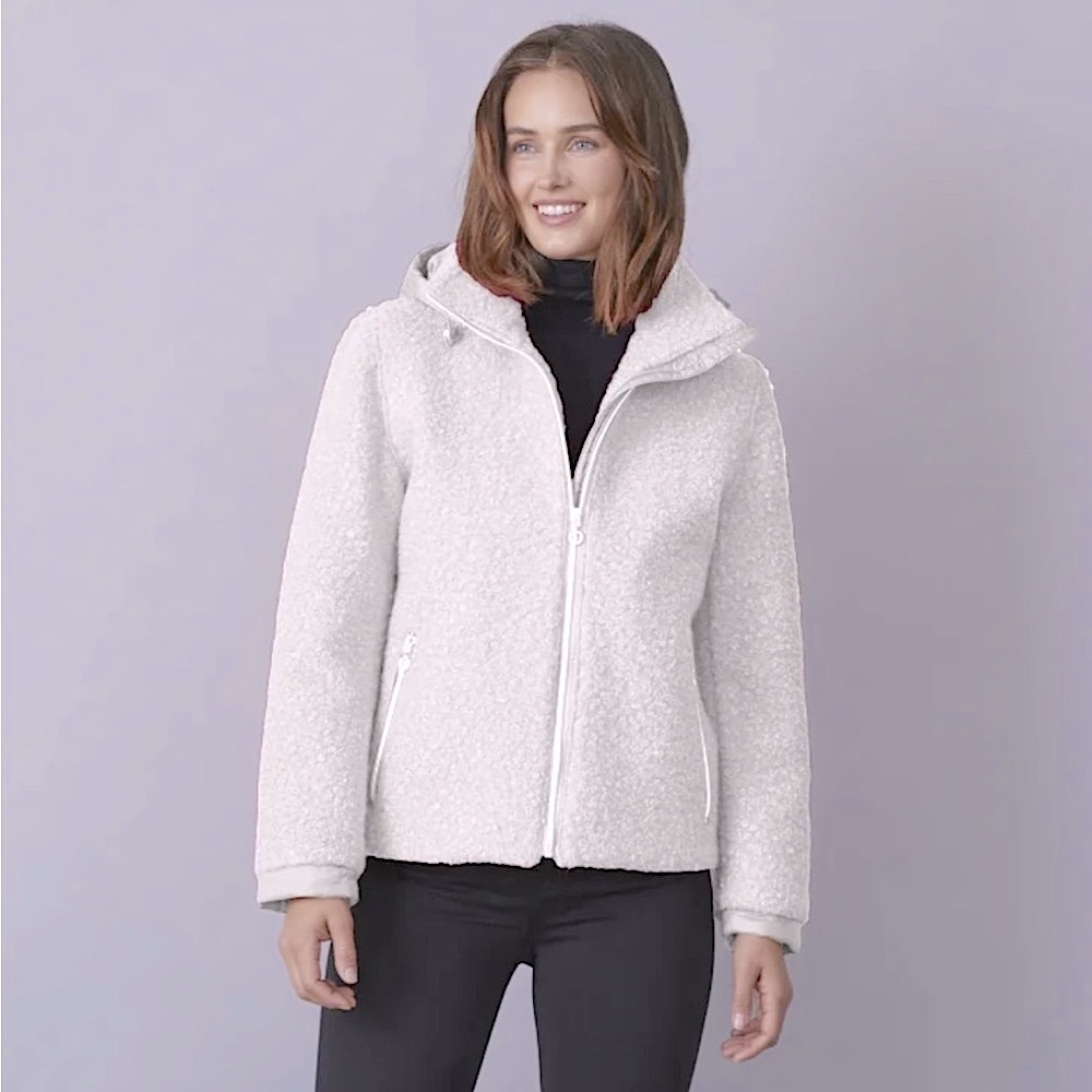 JUNGE White Sherpa Zip Up Jacket, S/36